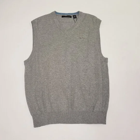 Greg Norman Golf Sweater Vest Men's Size Large Sleeveless Grey Preppy Career - Picture 3 of 16